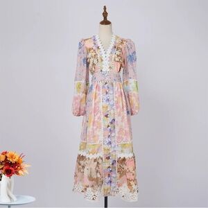 Zimmer Pastel Floral Long Sleeve Dress